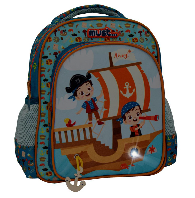 ΣΧΟΛΙΚΗ ΤΣΑΝΤΑ ΠΛΑΤΗΣ ΝΗΠΙΟΥ MUST PIRATES 2 ΘΗΚΕΣ LED