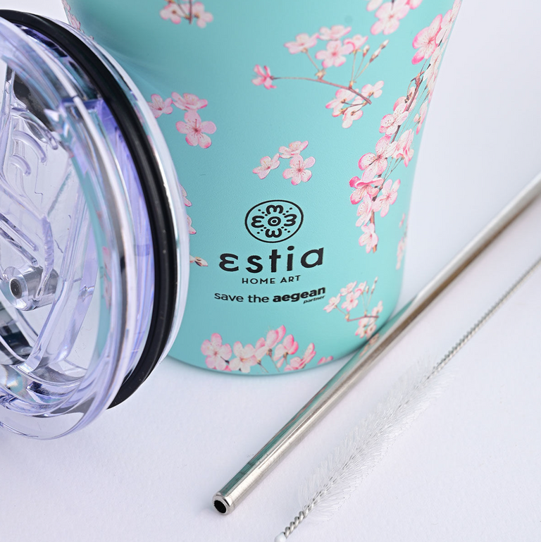 ΘΕΡΜΟΣ COFFEE MUG SAVE THE AEGEAN 350ml BLOSSOM GREEN ESTIA