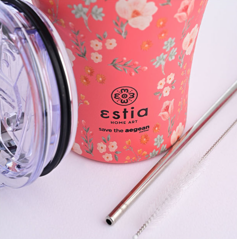 ΘΕΡΜΟΣ COFFEE MUG SAVE THE AEGEAN 350ml BOUQUET CORAL ESTIA