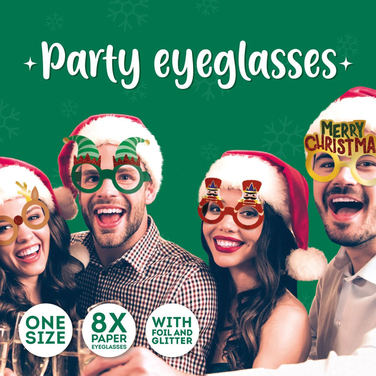 Set of 8 Christmas Paper Eyeglasses LEGAMI