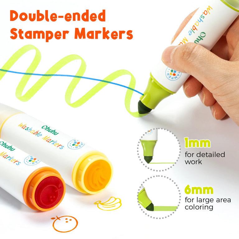Ohuhu Washable Stamper ΠΑΙΔΙΚΟΙ Dual Tips Water-based Markers