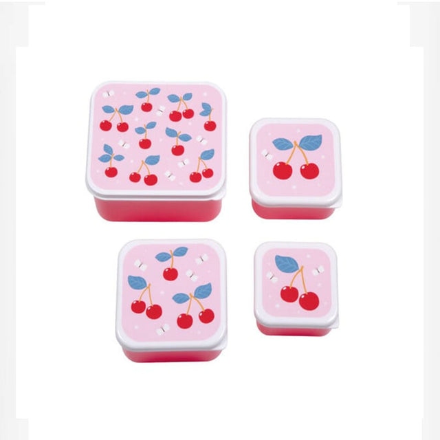 A little lovely company: Σετ 4 δοχεία φαγητού Lunch & Snack Box -Cherries