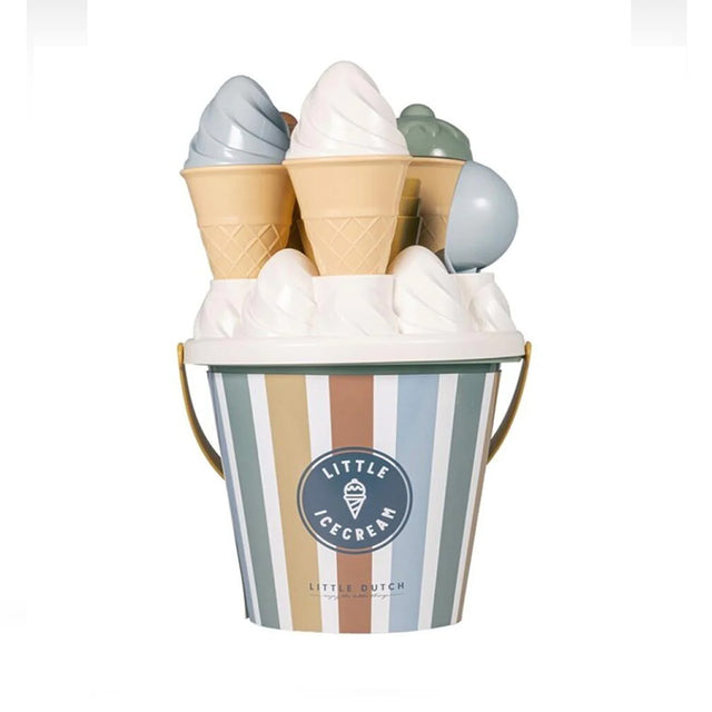 Σετ κουβαδάκια παραλίας Ice Cream Vintage stripes - Little Dutch