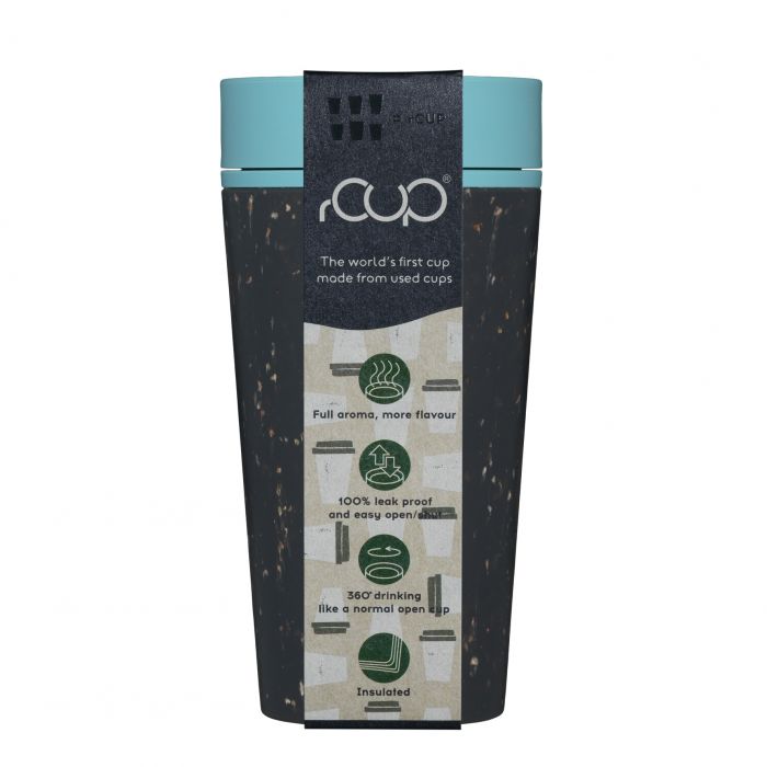 CIRCULAR CUP ΠΟΤΗΡΙ Reusable Coffee Cup - Black & Teal Blue 340ml