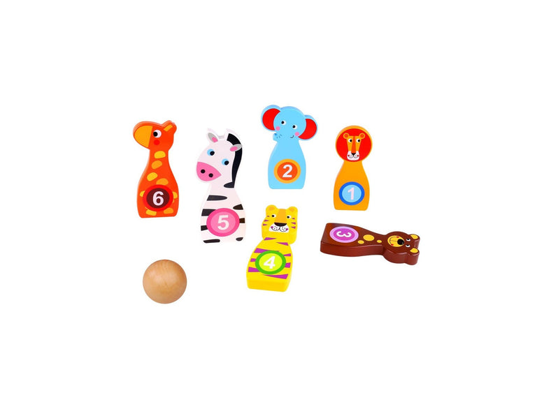 Tooky Toys Ξύλινες Κορίνες Ζωάκια για Μπόουλινγκ - Παιχνίδια - Ίαμβος
