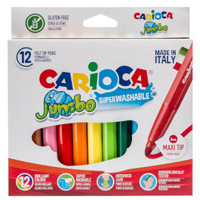 ΜΑΡΚΑΔΟΡΟΙ CARIOCA JUMBO ΔΩΔΕΚΑΔΑ SUPERWASHABLE - Σχολικά είδη - Ίαμβος