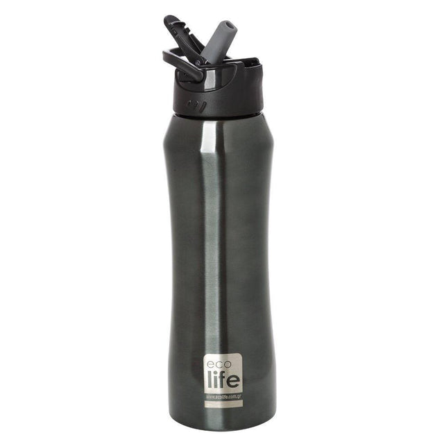 ECOLIFE ΘΕΡΜΟΣ ΜΕ ΚΑΛΑΜΑΚΙ ΜΑΥΡΟΣ 550ml - ΔΩΡΑ - Ίαμβος
