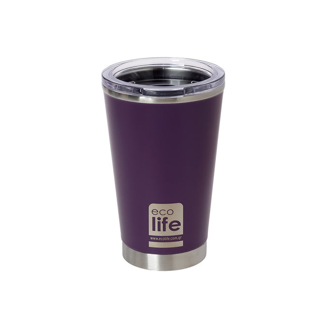COFFEE THERMOS Dark Purple 370ml - με διάφανο καπάκι
