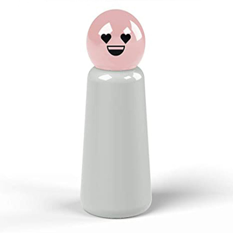 LUND Skittle Bottle Mini 300ml Light Grey and Pink Heart