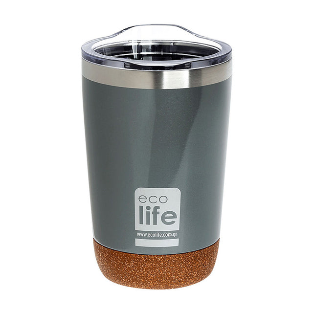 COFFEE THERMOS Light Grey 370ml - με διάφανο καπάκι