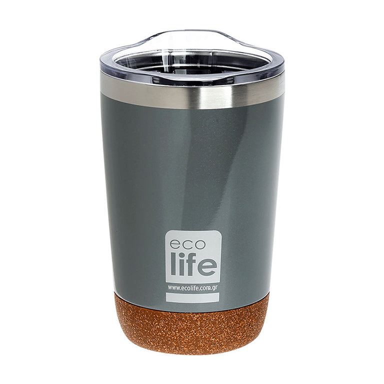 COFFEE THERMOS Light Grey 370ml - με διάφανο καπάκι