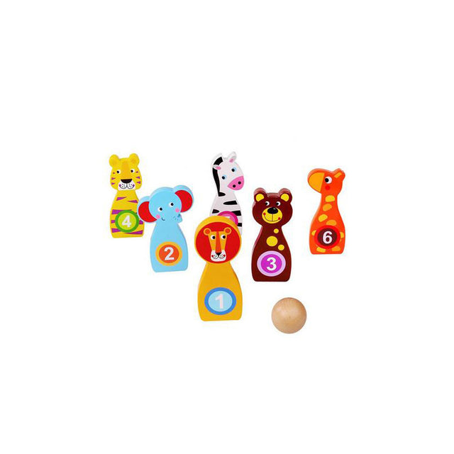 Tooky Toys Ξύλινες Κορίνες Ζωάκια για Μπόουλινγκ - Παιχνίδια - Ίαμβος