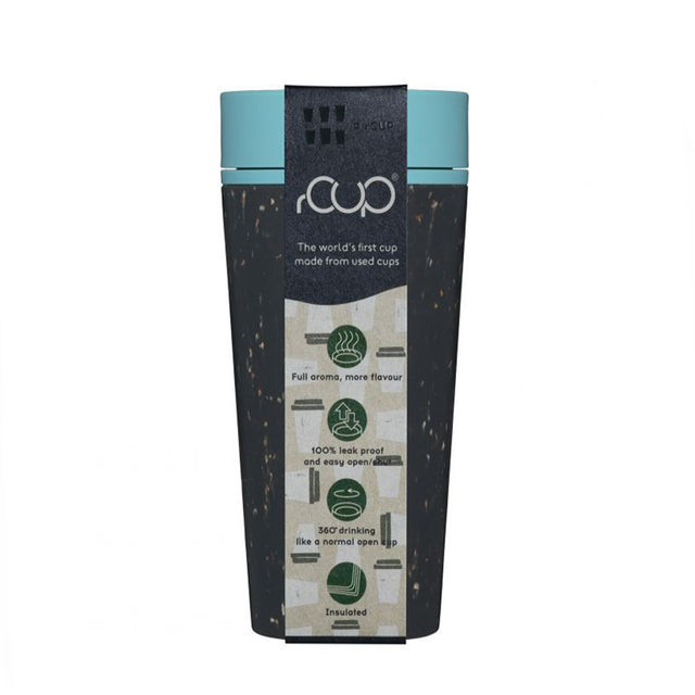 CIRCULAR CUP ΠΟΤΗΡΙ Reusable Coffee Cup - Black & Teal Blue 340ml