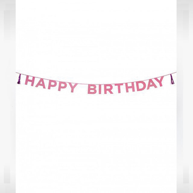 Talking Γιρλάντα Γκλίτερ Ροζ HAPPY BIRTHDAY