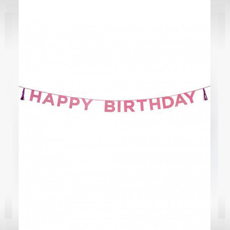 Talking Γιρλάντα Γκλίτερ Ροζ HAPPY BIRTHDAY