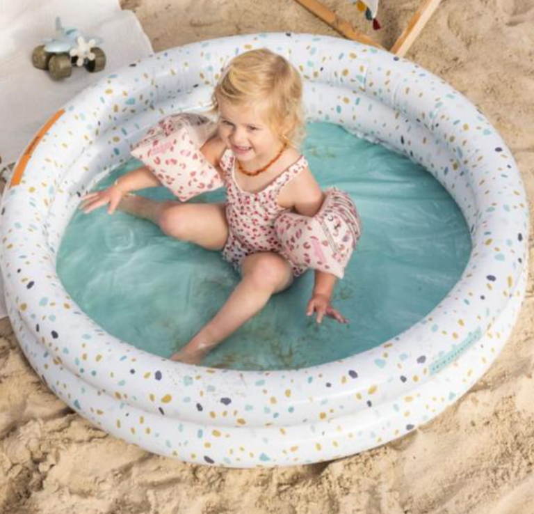 Swim Essentials: Φουσκωτή πισίνα Ø100εκ. με δύο αεροθαλάμους για μωρά από 1 έτους - "White Terrazzo"
