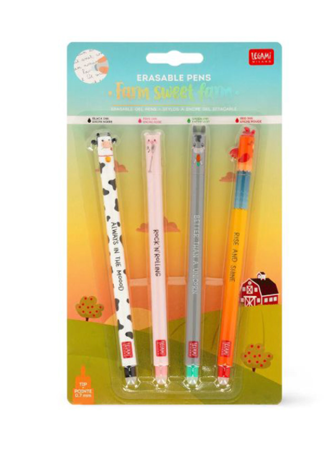 Σετ 4 Στυλό Gel Limited Edition Farm Sweet Farm Erasable EPSET0011 Legami