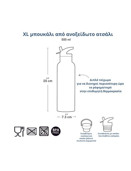 A Little Lovely Company: XL Μπουκάλι με διπλό τοίχωμα από ανοξείδωτο ατσάλι 500ml - Cherries