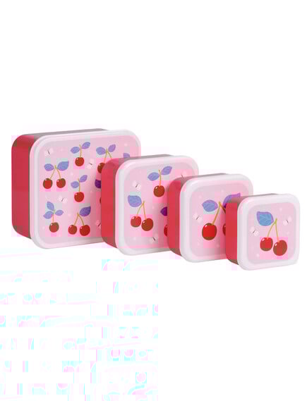 A little lovely company: Σετ 4 δοχεία φαγητού Lunch & Snack Box -Cherries