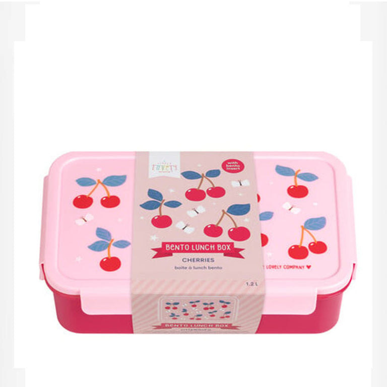 A little lovely company: Δοχείο φαγητού Bento με χωρίσματα- 1,2 L- Cherries
