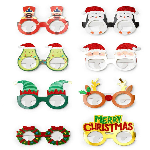 Set of 8 Christmas Paper Eyeglasses LEGAMI