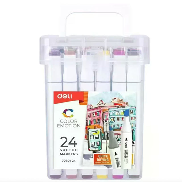 Μαρκαδόροi Σχεδίου Deli Διπλή Μύτη Color Emotion (24 Τεμάχια)