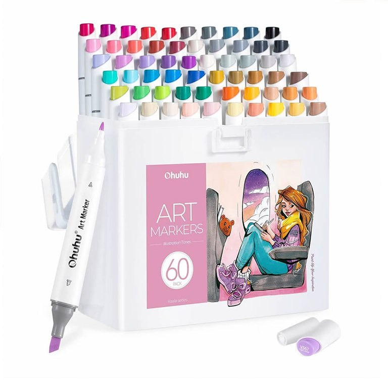 OHUHU Kaala Alcohol Art Markers Σετ Μαρκαδόρων 60 Χρωμάτων Chisel & Fine