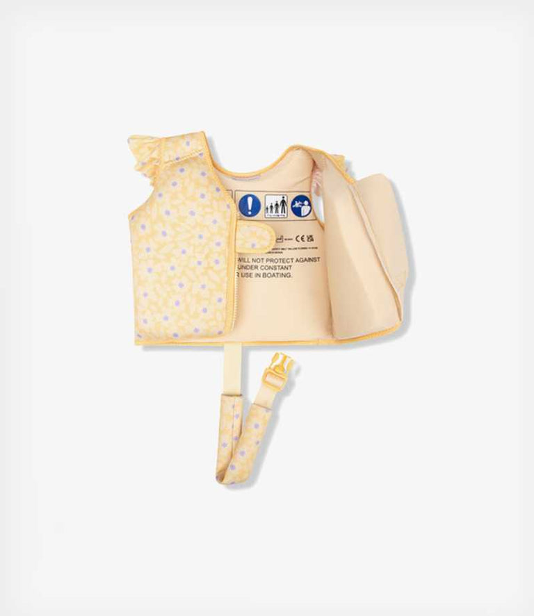 Swim Essentials Σωσίβιο γιλέκο κολύμβησης με ιμάντα ασφαλείας για παιδιά 1-2 ετών “Yellow Flowers”