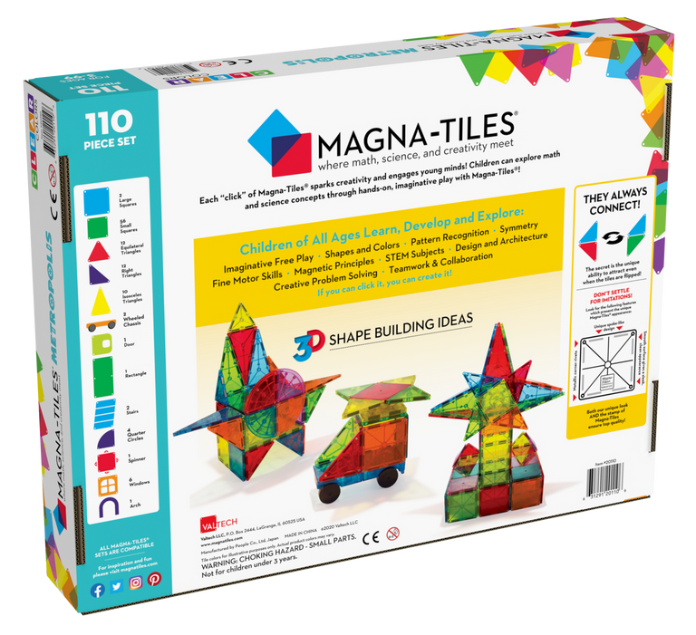Magna-Tiles Μαγνητικό Παιχνίδι 110 κομματιών METROPOLIS