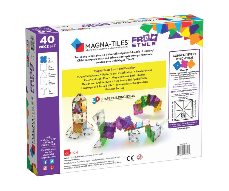 Magna-Tiles Μαγνητικό Παιχνίδι 40 κομματιών Freestyle
