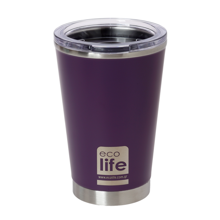 COFFEE THERMOS Dark Purple 370ml - με διάφανο καπάκι