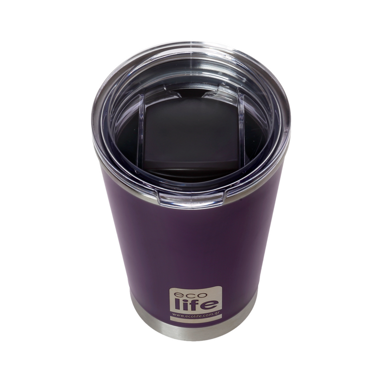 COFFEE THERMOS Dark Purple 370ml - με διάφανο καπάκι
