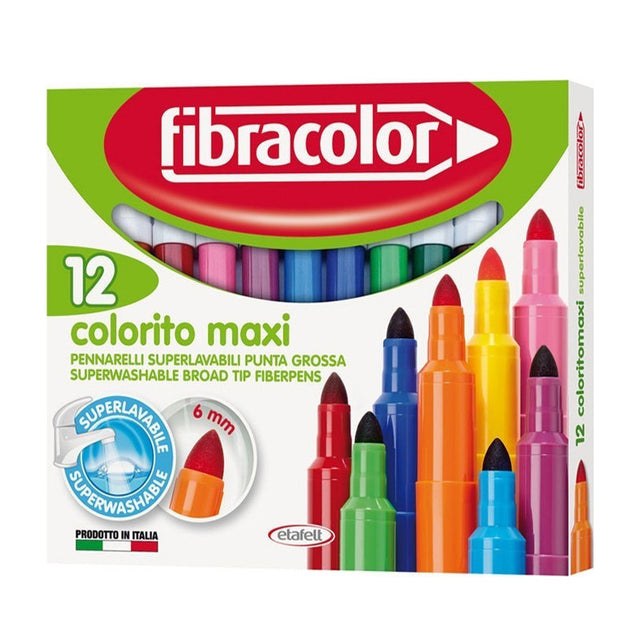 Fibracolor Μαρκαδόροι Ζωγραφικής Χονδροί 6mm Colorito Maxi 12
