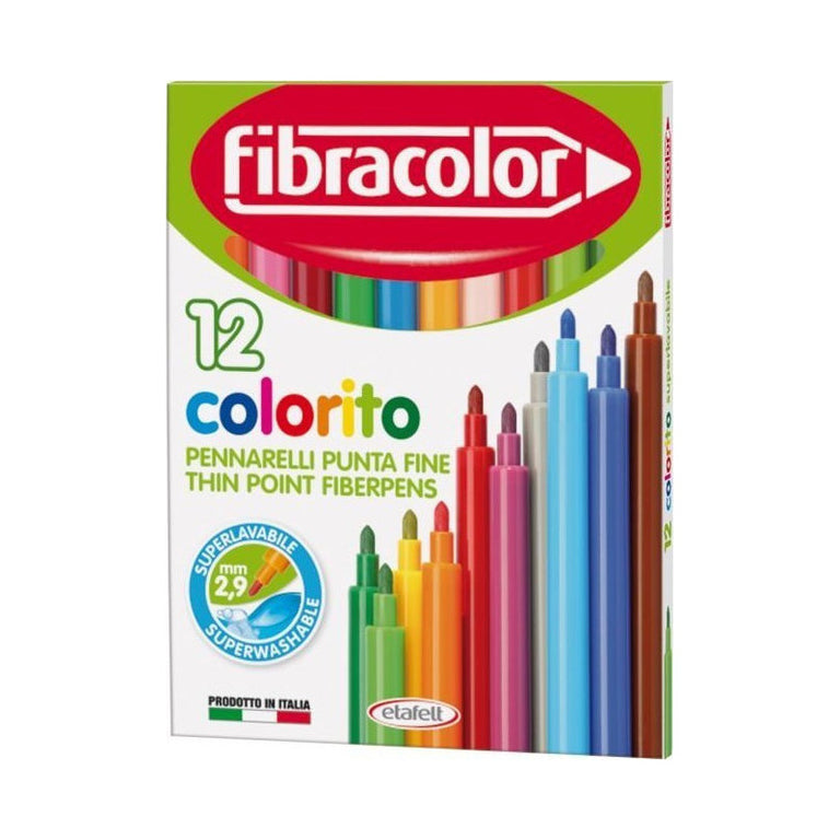 Fibracolor Μαρκαδόροι Λεπτοί Colorito 12 Τεμ.