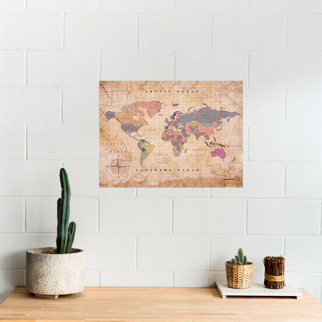 Παγκόσμιος Χάρτης Woody από Φελλό 90 x 60 cm - Old School